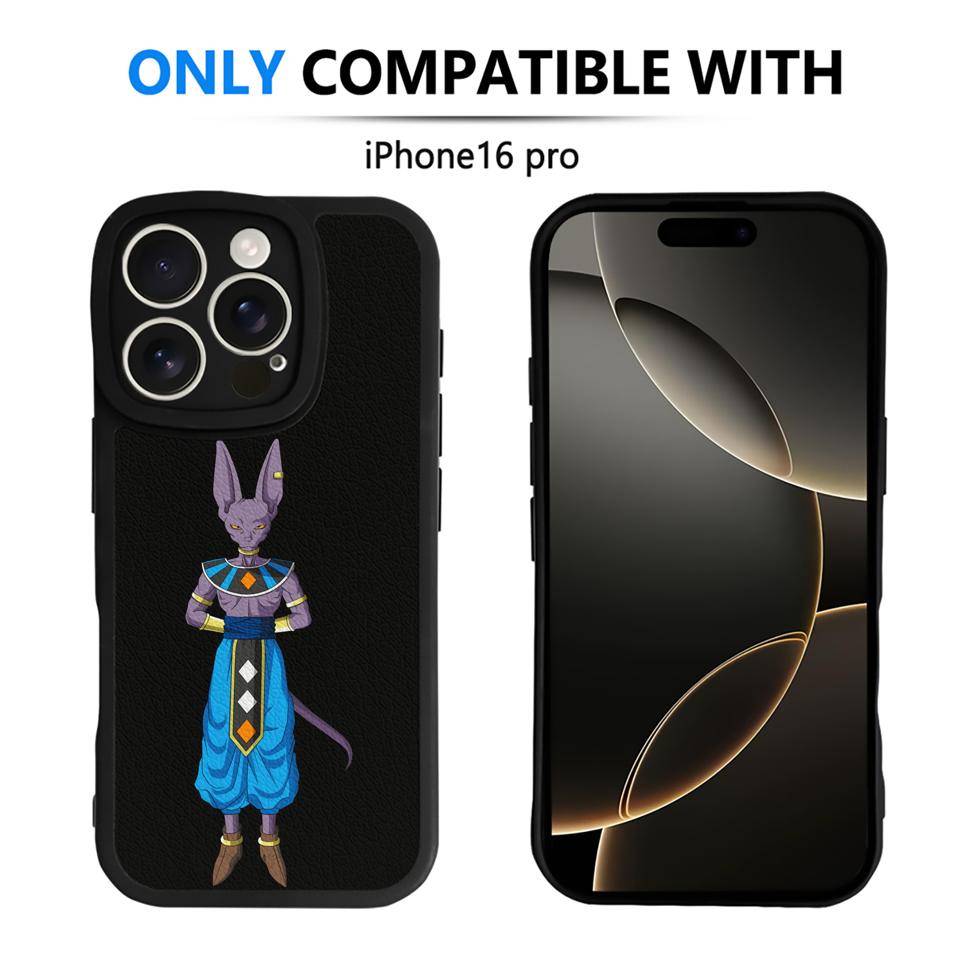 （画像用） ドラゴンボール ビルス 破壊神ビルス DRAGON BALL Beerus Birusu 【iPhone 16シリーズ対応】シリコンスマホケース（レザー調） 材質：シリコン